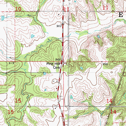 Topographic Map of Pine Hill Cemetery, IA