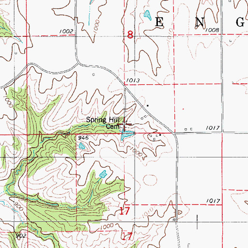 Topographic Map of Spring Hill Cemetery, IA