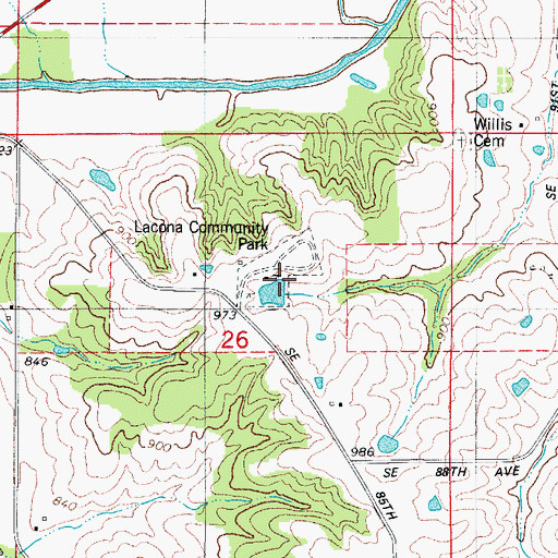 Topographic Map of Lacona Community Park, IA