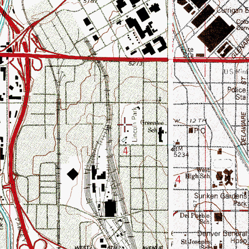 Topographic Map of Lincoln Park, CO