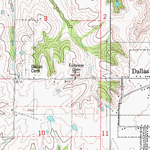 Topographic Map of Fairview Cemetery, IA