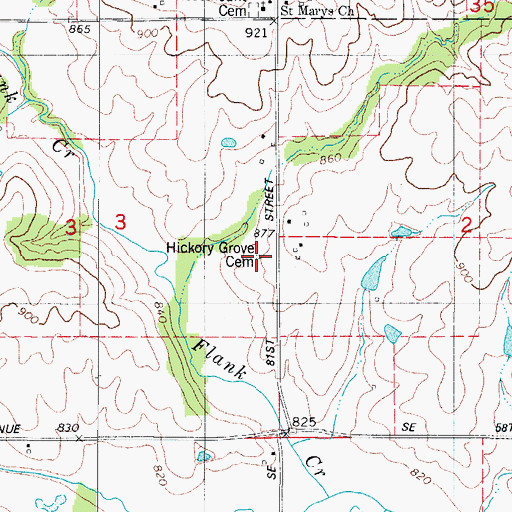Topographic Map of Hickory Grove Cemetery, IA