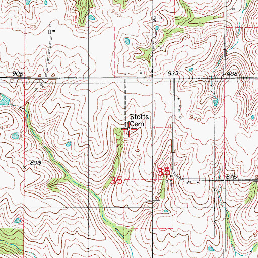 Topographic Map of Stotts Cemetery, IA