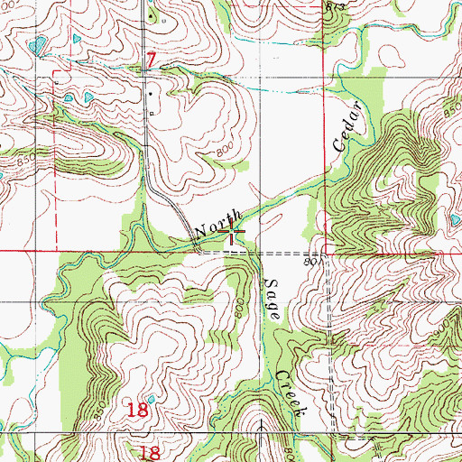 Topographic Map of Sage Creek, IA