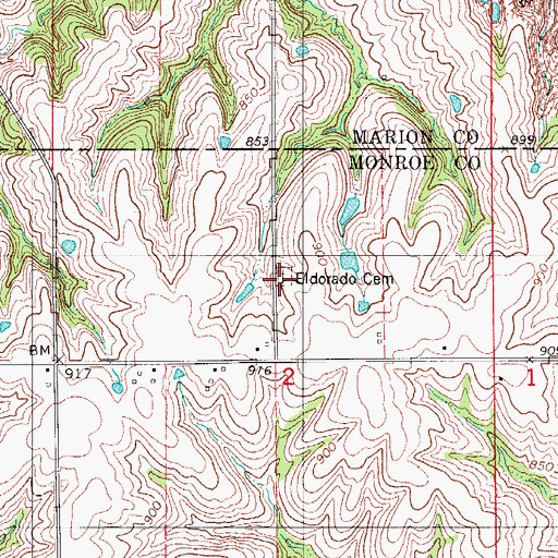 Topographic Map of Eldorado Cemetery, IA