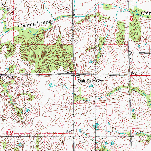 Topographic Map of Oak Dale Cemetery, IA