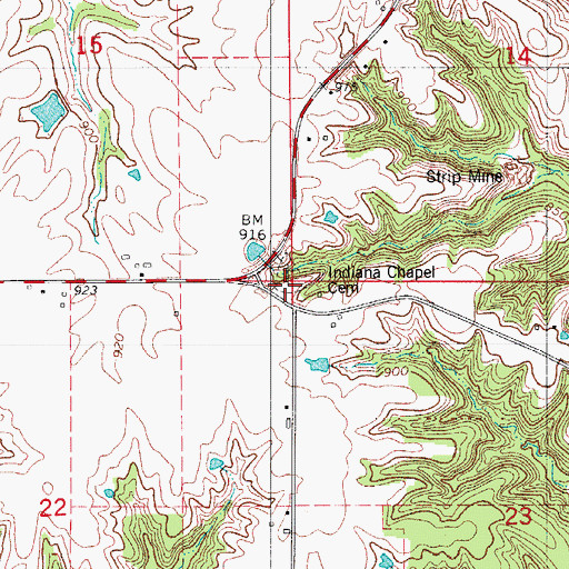 Topographic Map of Indiana Chapel Cemetery, IA