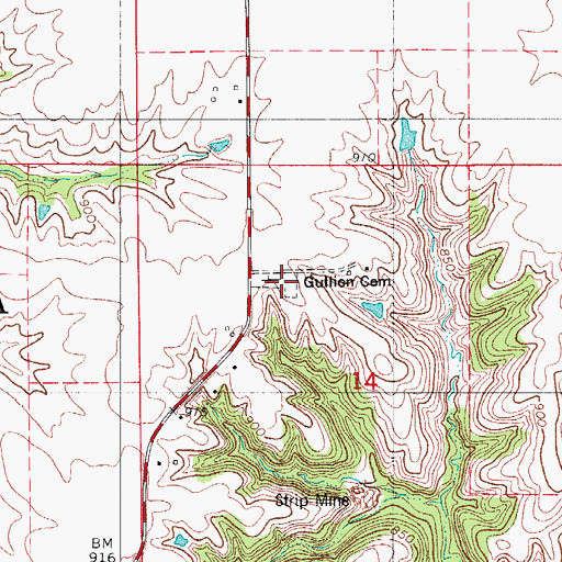 Topographic Map of Gullion Cemetery, IA