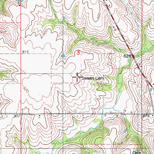 Topographic Map of Sween Cemetery, IA