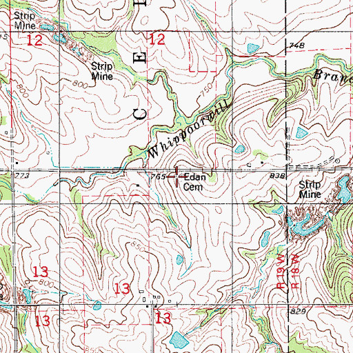 Topographic Map of Edan Cemetery, IA