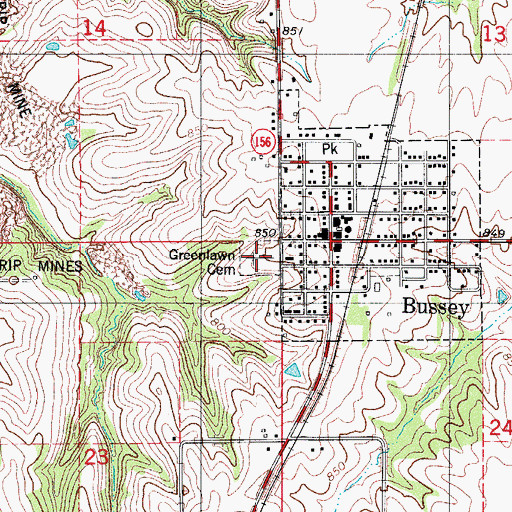 Topographic Map of Greenlawn Cemetery, IA