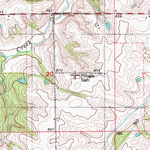 Topographic Map of Pringle Cemetery, IA