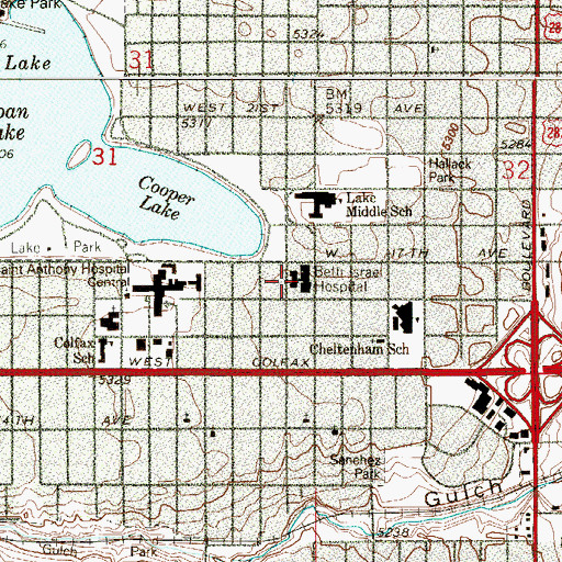 Topographic Map of Saint Anthony Central Rehabilitation Center, CO