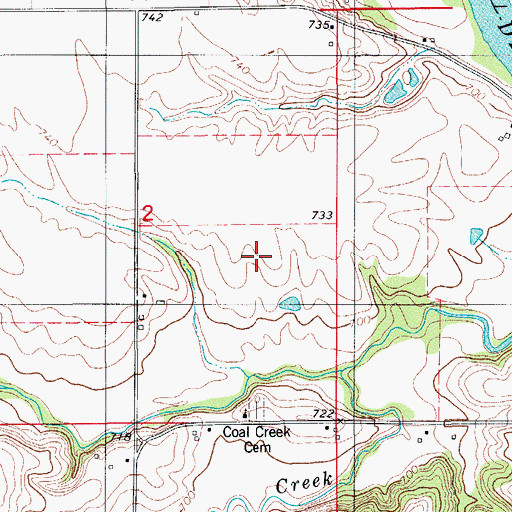 Topographic Map of Coal Creek Cemetery, IA
