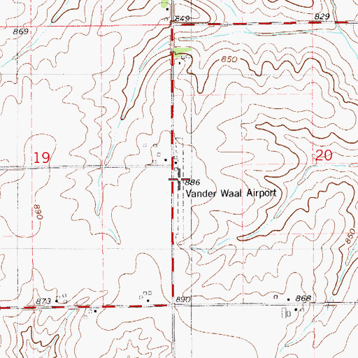 Topographic Map of Vander Waal Airport (historical), IA