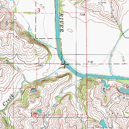 Topographic Map of Black Oak Creek, IA