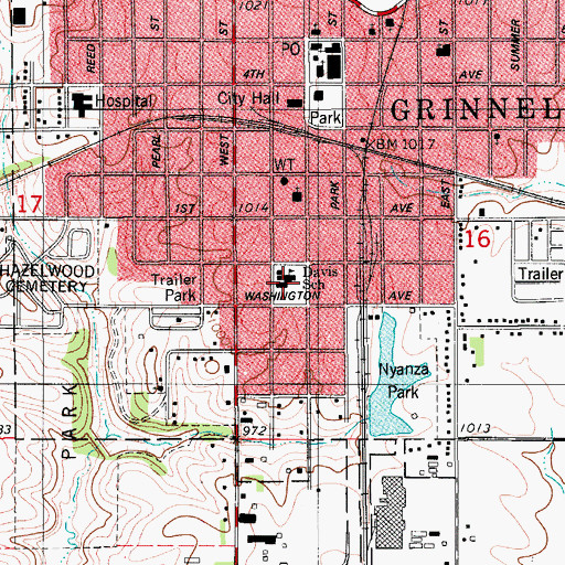 Topographic Map of Davis Elementary School, IA