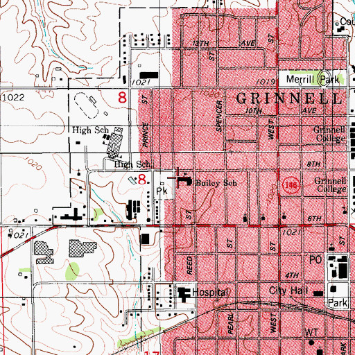 Topographic Map of Bailey Park Elementary School, IA