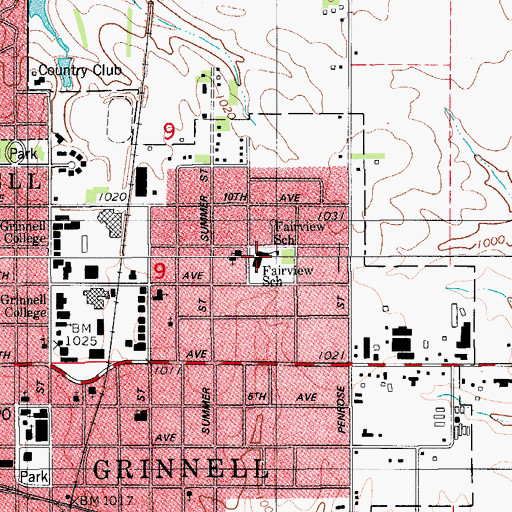 Topographic Map of Fairview Elementary School, IA