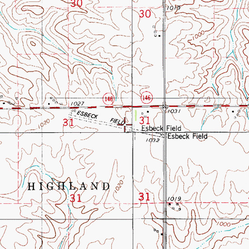 Topographic Map of Esbeck Field (historical), IA