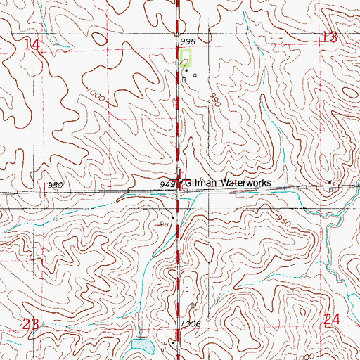 Topographic Map of Gilman Waterworks, IA