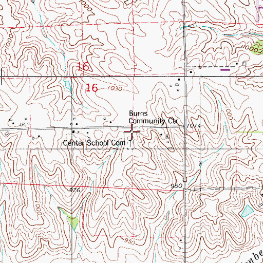 Topographic Map of Burns Community Center, IA