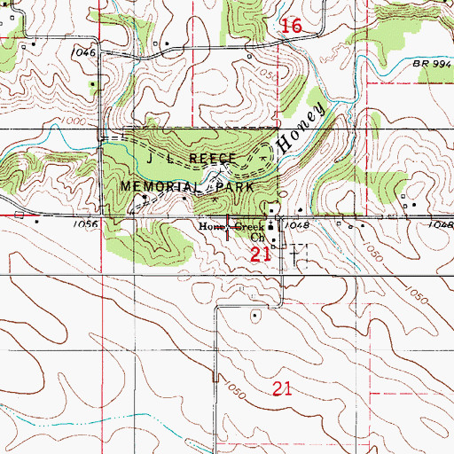 Topographic Map of Honey Creek Church, IA