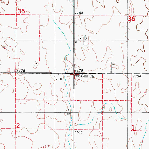 Topographic Map of Salem Church, IA