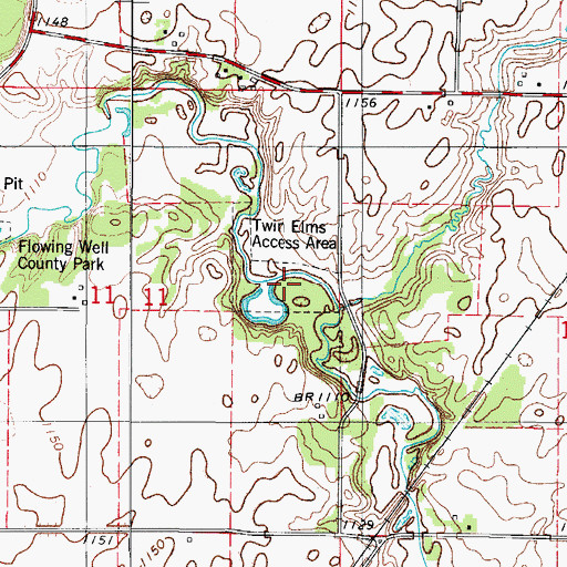 Topographic Map of Twin Elms Access Area, IA