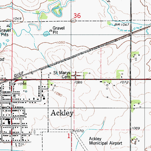 Topographic Map of Saint Mary's Cemetery, IA