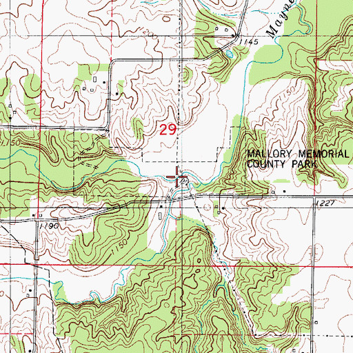 Topographic Map of Mallory Memorial County Park, IA