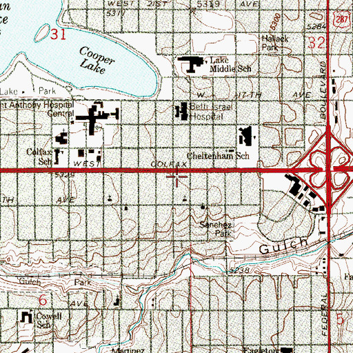 Topographic Map of Jewish National Health Hospital, CO