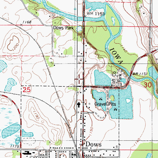 Topographic Map of Toft County Park, IA