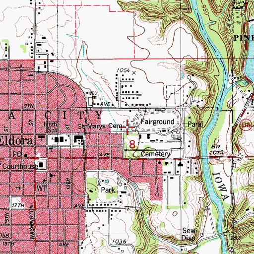 Topographic Map of Saint Marys Cemetery, IA