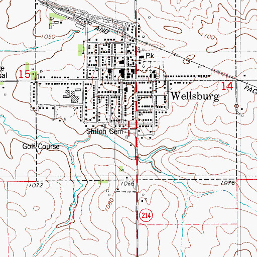 Topographic Map of Shiloh Cemetery, IA