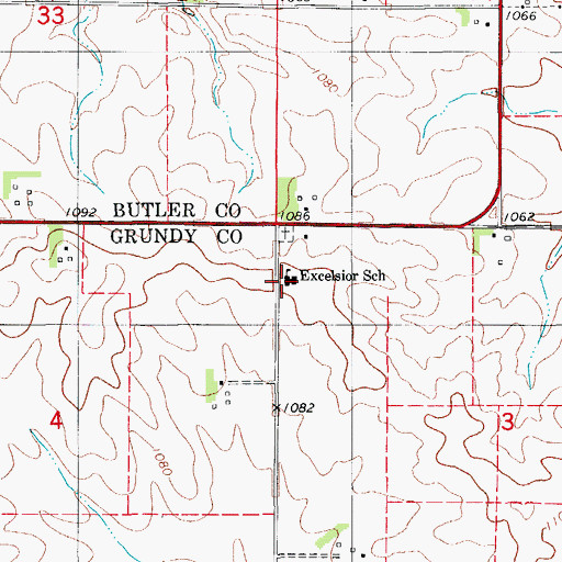 Topographic Map of Excelsior School, IA