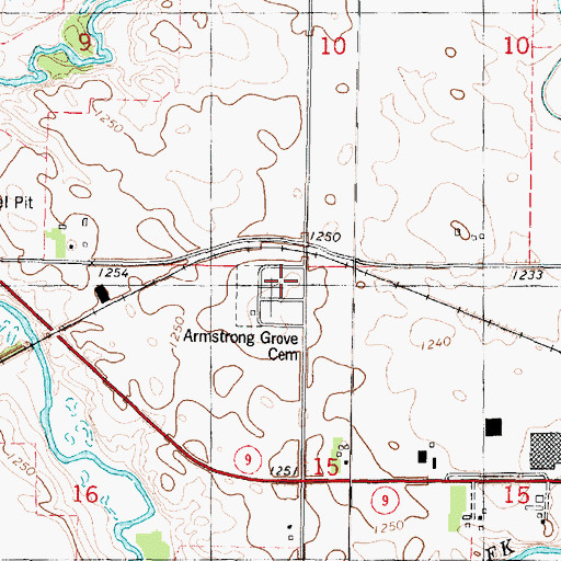 Topographic Map of Armstrong Grove Cemetery, IA