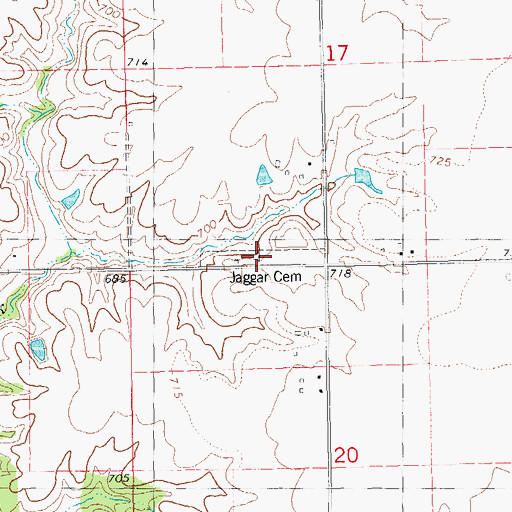 Topographic Map of Jaggar Cemetery, IA