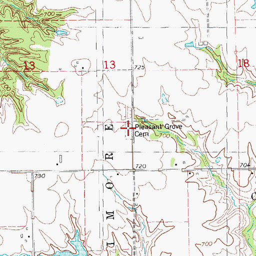 Topographic Map of Pleasant Grove Cemetery, IA