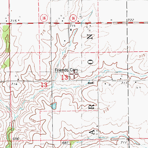 Topographic Map of Friends Cemetery, IA