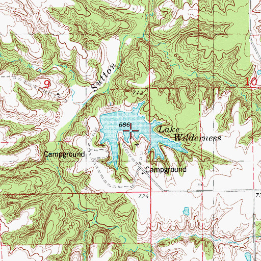 Topographic Map of Lake Wilderness, IA