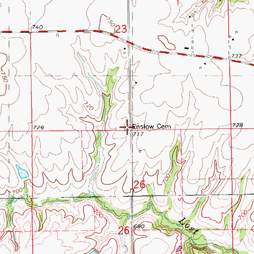 Topographic Map of Enslow Cemetery, IA