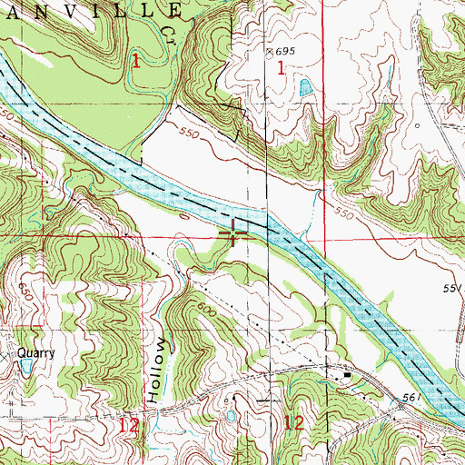 Topographic Map of Hell Hollow, IA