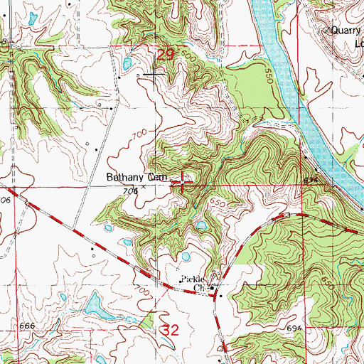 Topographic Map of Bethany Cemetery, IA