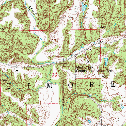 Topographic Map of Mud Creek County Recreation Area, IA