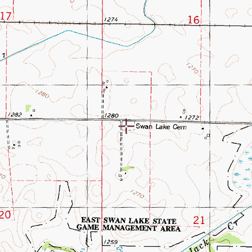 Topographic Map of Swan lake Cemetery, IA