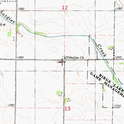 Topographic Map of Palestine Church, IA