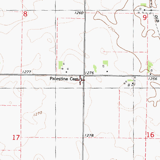 Topographic Map of Palestine Cemetery, IA
