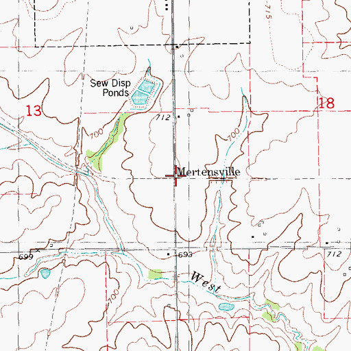 Topographic Map of Mertensville, IA