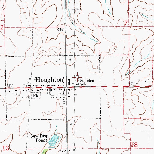 Topographic Map of Saint Johns School, IA